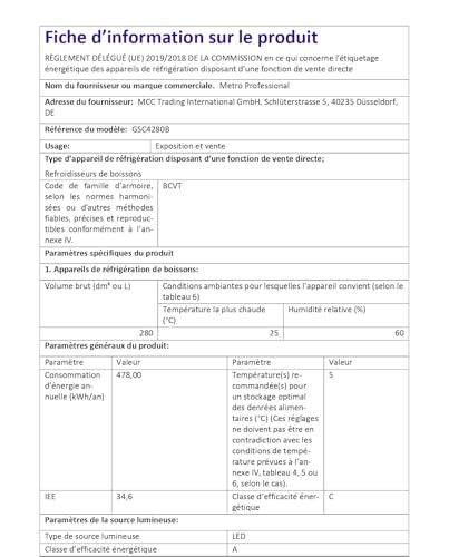 Réfrigérateur à Boissons GSC4280B, Noir – Image 3