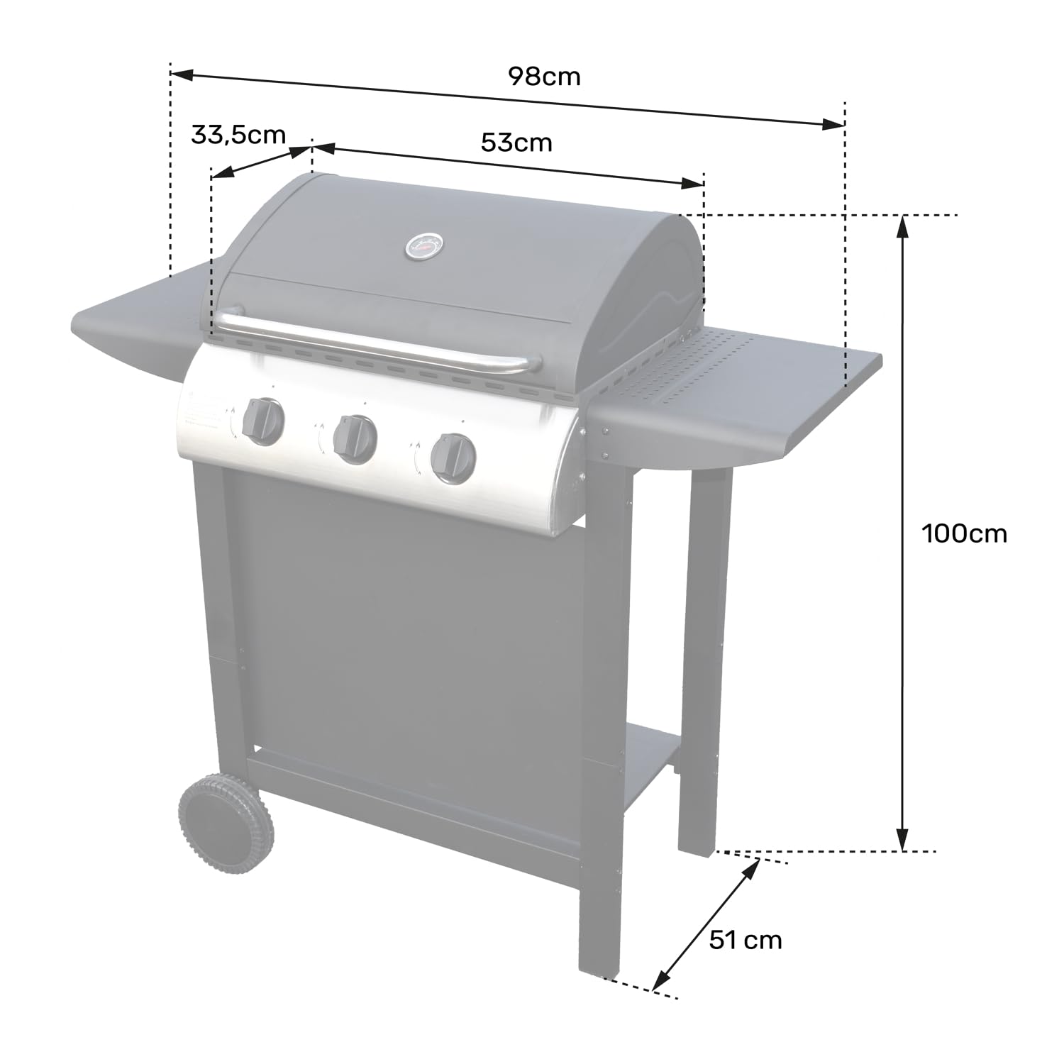 Gaz - 3 Brûleurs 8,4 kW Butane/Propane - 2 Tablettes – Image 3