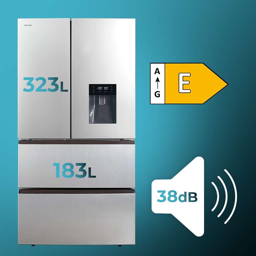 Réfrigérateur à Double Porte en Inox avec Distributeur d'Eau de 510 L Bolero CoolMarket FD 510 WD Inox E. NoFrost Total, 02463 – Image 3