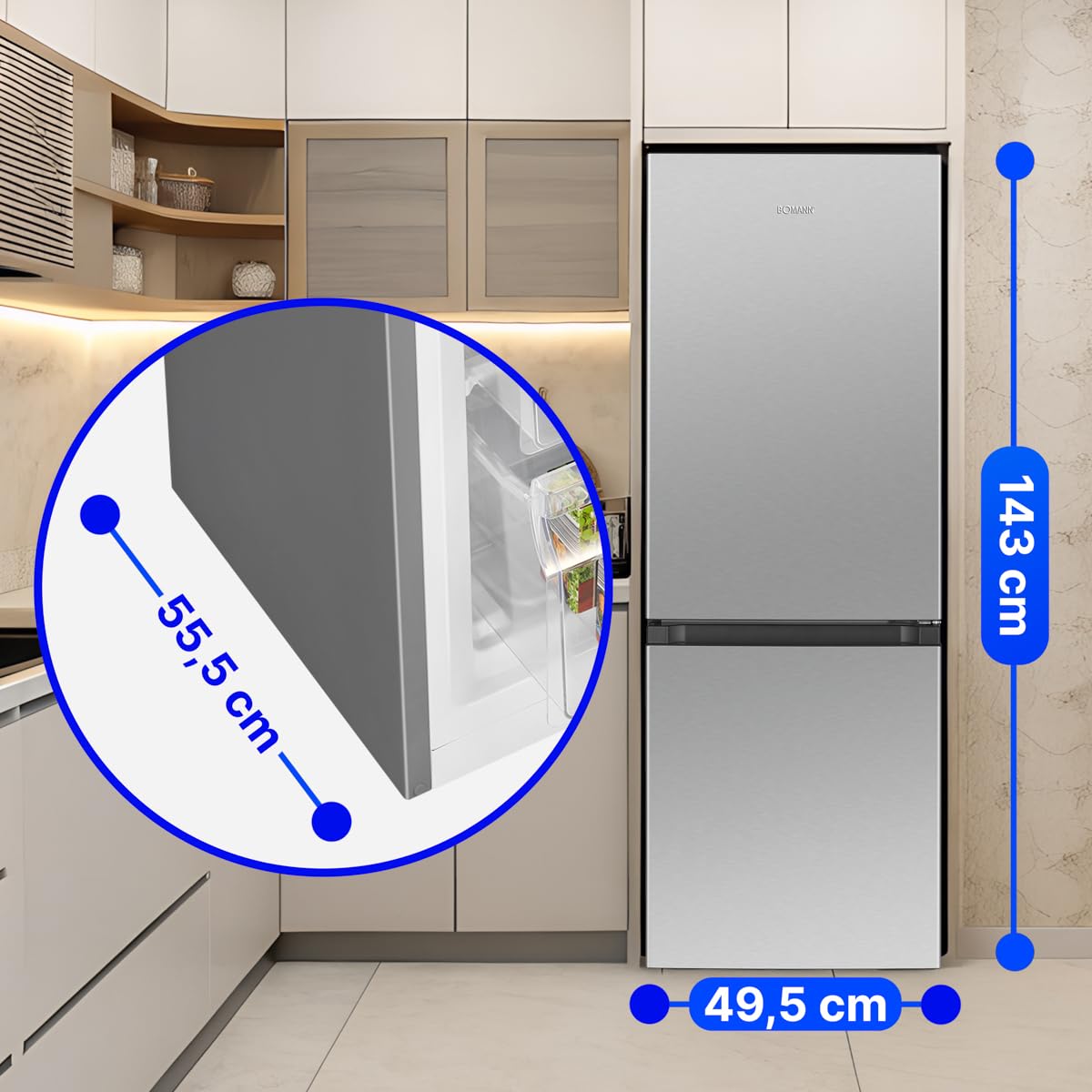 Réfrigérateur et congélateur 175L inox KG322-1-inox, Capacité nette : 175 litres, Contrôle de la température en continu – Image 5