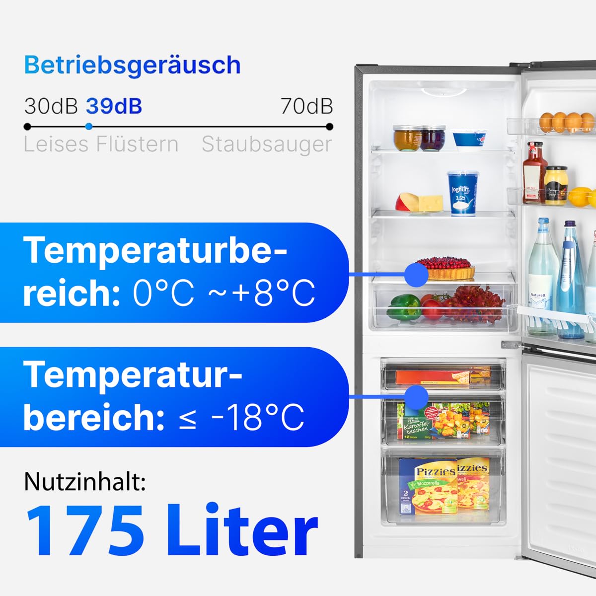 Réfrigérateur et congélateur 175L inox KG322-1-inox, Capacité nette : 175 litres, Contrôle de la température en continu – Image 6