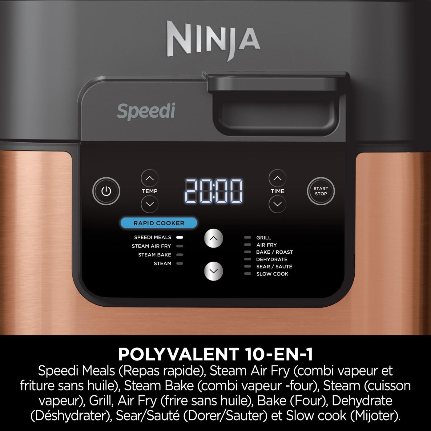 Speedi 10-en-1 Autocuiseur rapide, Air Fryer, Noir et Cuivre ON400EUCP – Image 8
