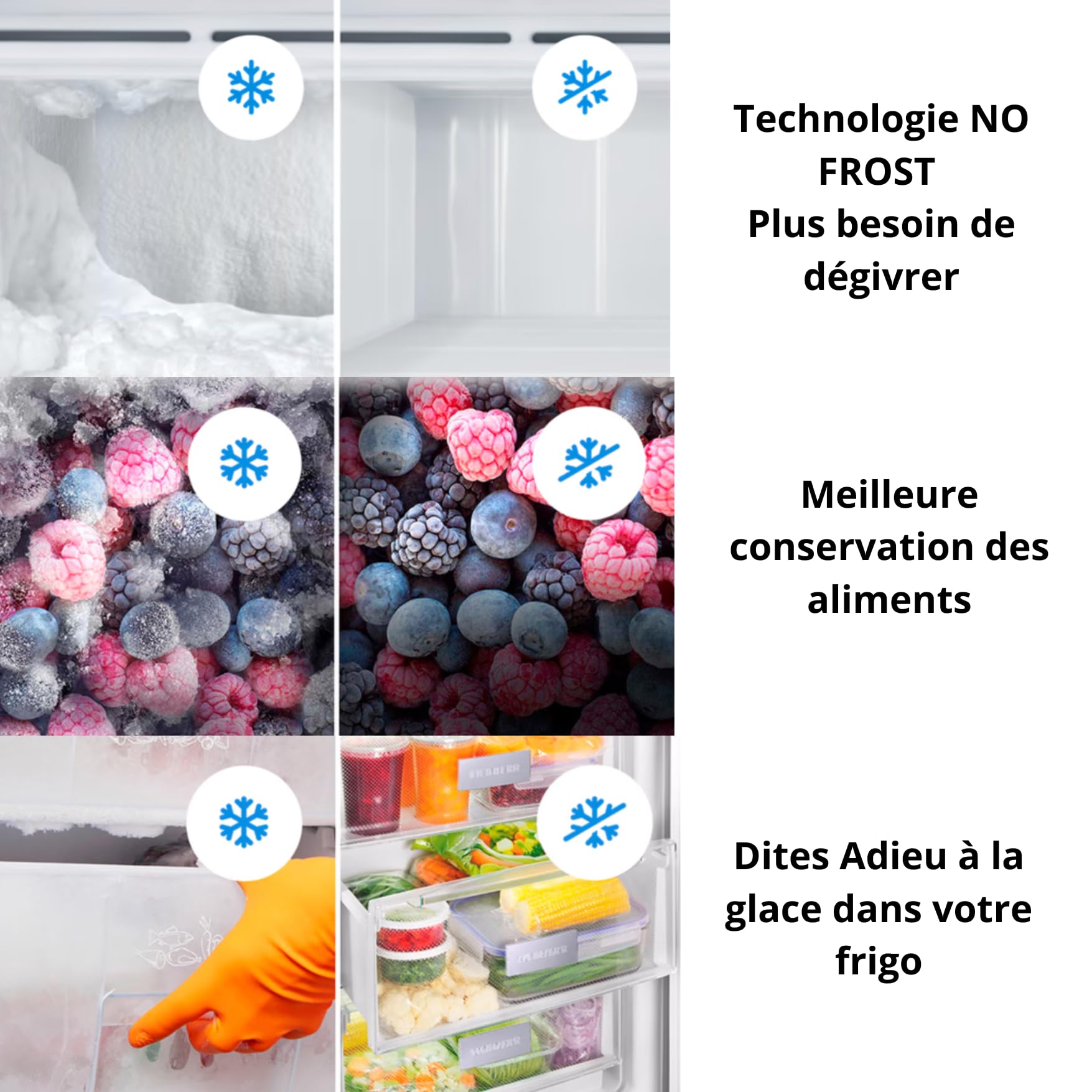 Réfrigérateur GCB417NFIX 417L Grande largeur 70cm - congélateur bas - No Frost - Inox – Image 5