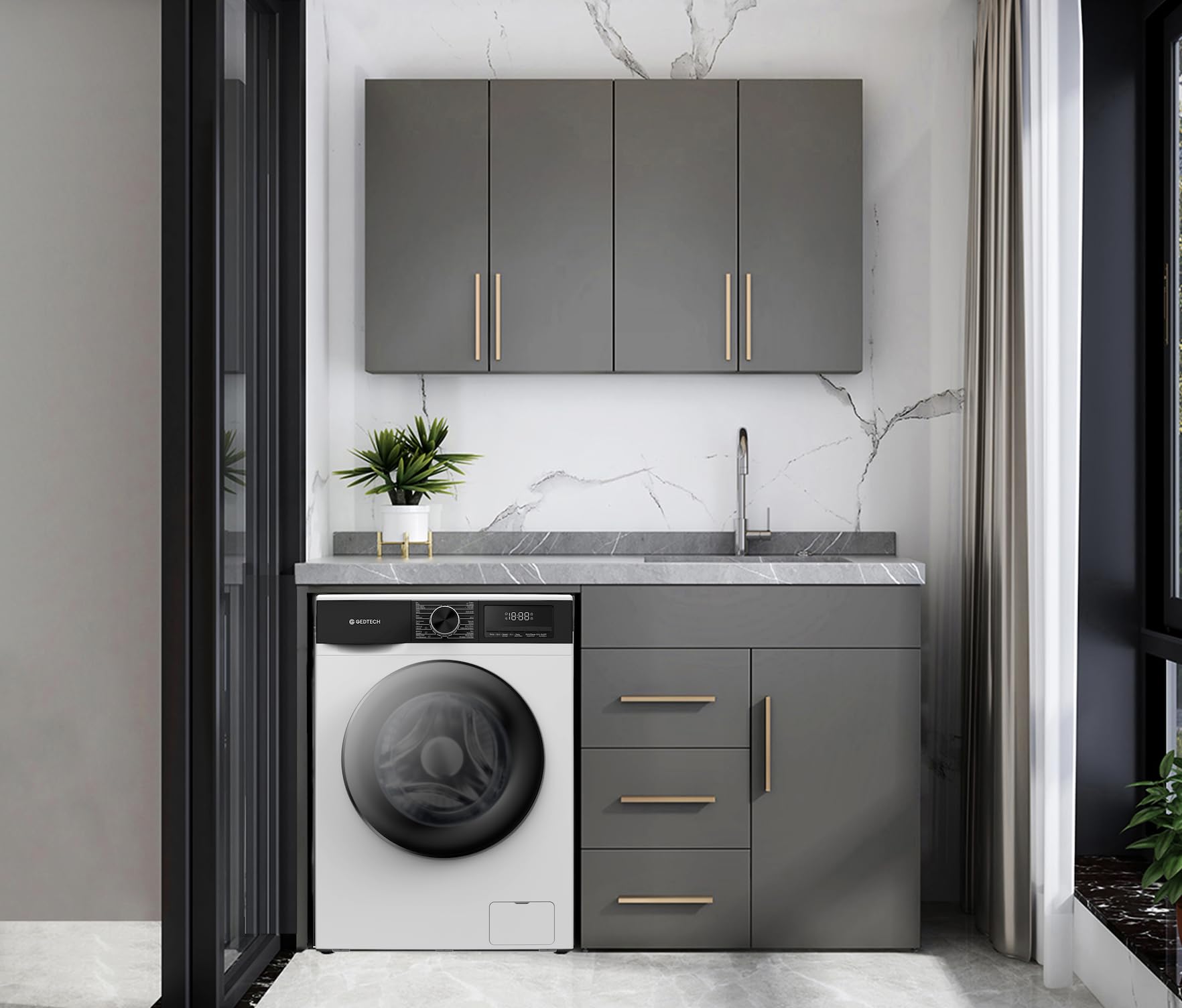 Lave-linge frontal GLL101400WH - 10 Kgs - 1400 tr/mn - 16 programmes - Eco - Intensif - Rapide – Très Faible conso - Classe A-10% (Blanc, 10 Kg) – Image 5